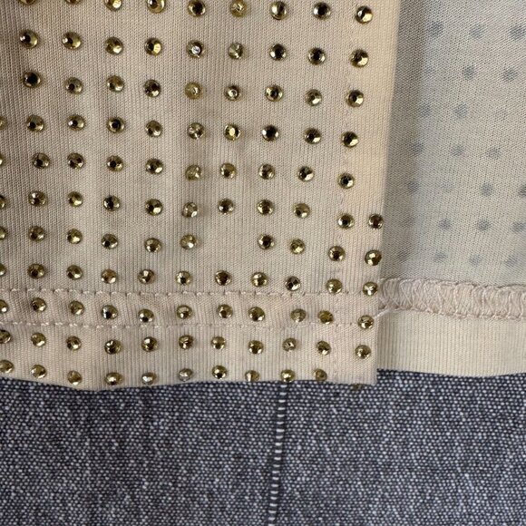 Y2k Sheri Bodell Cream Gold Drop Embellished Slinky Open Side Strappy Top - Picture 13 of 13